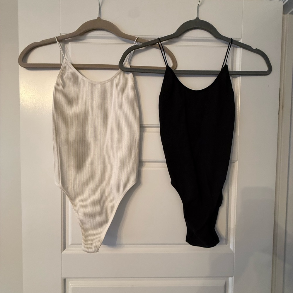 Aritzia White and Black Bodysuits